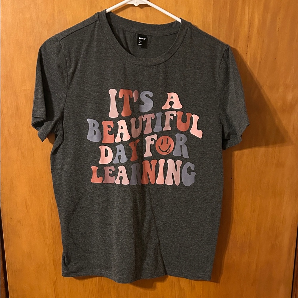 Target Gray Tee with Colorful Learning Graphic